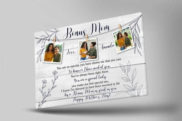 Bonus Mom Personalized Photo Collage, Step Mom Canvas, Mother's Day Gift for Bonus Mother, Step Mother| N2512