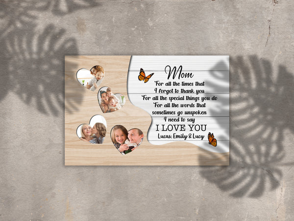 Thank You Mom Personalized Canvas Thoughtful Mother's Day Gift Custom Photo Collage for Best Mom Ever N2538