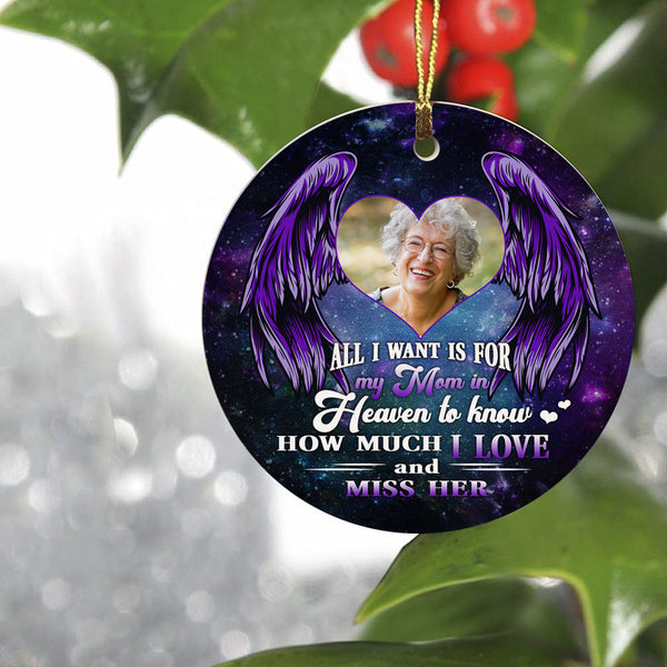 Mom memorial Christmas ornament personalized picture Mom in Heaven remembrance sympathy gift NOM238
