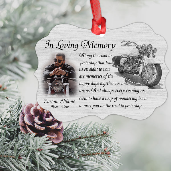Biker Memorial Christmas ornament Medallion Metal Ornament Motorcyle Bike loss sympathy gift NOM253