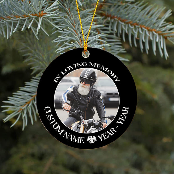 The Last Ride Biker Memorial Christmas Ceramic Ornament Personalized Motorcyle Sympathy Gift NOM256