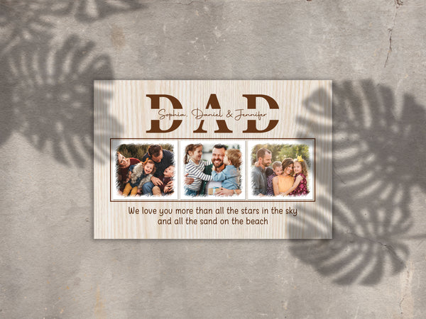 Dad Gift Custom Photo Collage Matte Canvas Fathers Day Gift for Daddy Personalized Birthday Christmas| N2543
