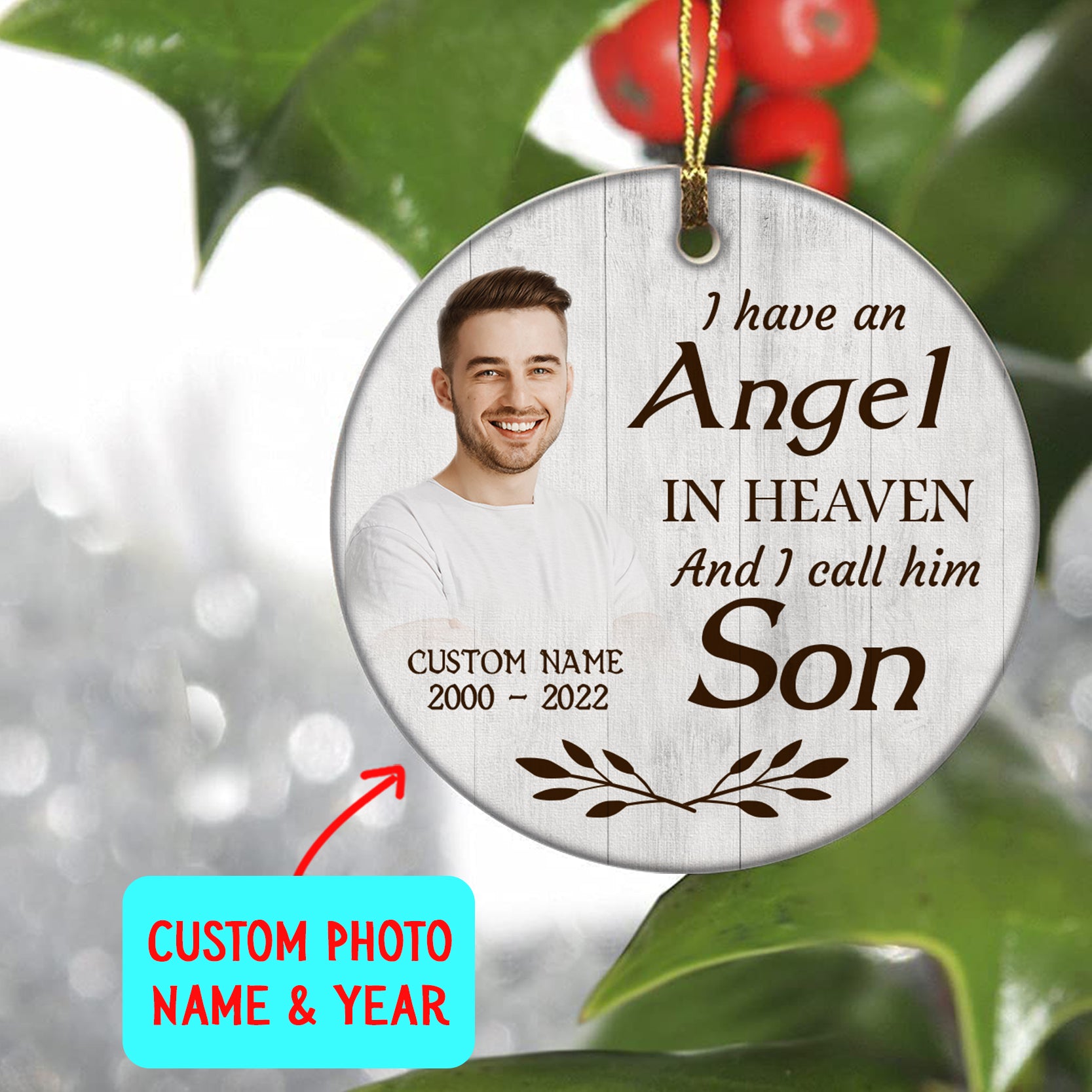 Angel Son Memorial Ornament - Christmas Son Remembrance, Sympathy Gift for Loss of Son in Memory NOM335
