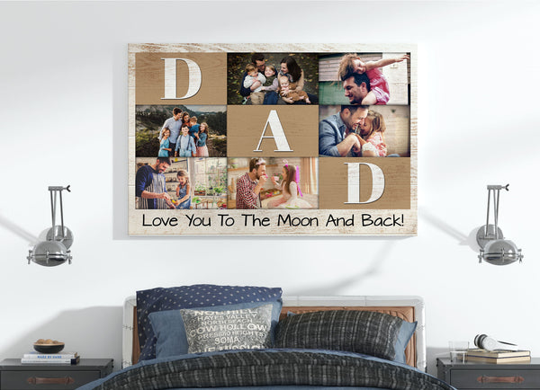 Dad Personalized Canvas Custom Photo Collage Father's Day Gift for Best Dad Ever Birthday Christmas N2558