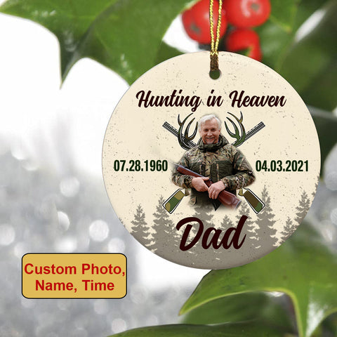 Hunting in Heaven personalized memorial ornament Christmas in memory remembrance loss of Hunters NOM247