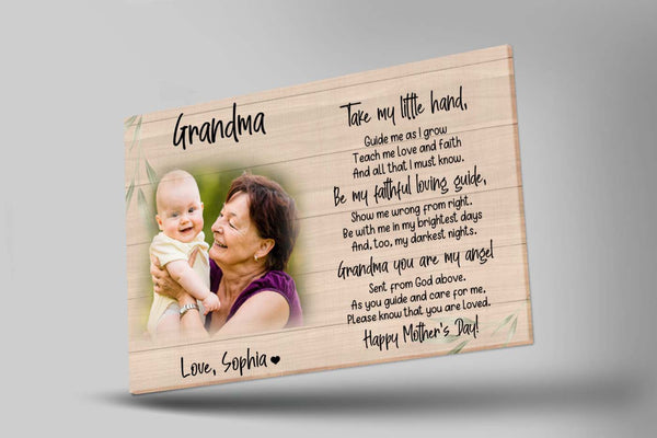 New Grandma Personalized Canvas, Happy First Mother's Day as Grandmother Gift, New Nana Baby Photo| N2494