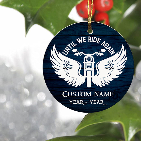 Riding in Heaven Ornament Personalized Memorial Sympathy Gift for Loss of Bikers On Christmas ODT16