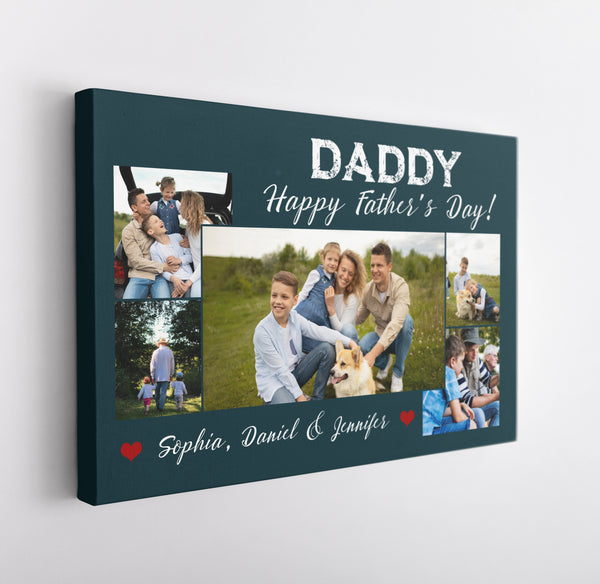 Happy Father's Day Custom Photo Collage Canvas Gift for Daddy Personalized Birthday Christmas Gift| N2545