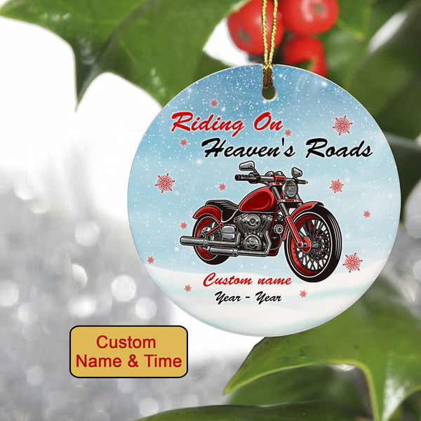 Personalized Motorcycle Christmas Ornament Memorial Gift for Loss of Biker Ride In Heaven Ornament ODT14
