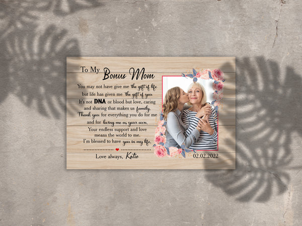 Custom Bonus Mom Canvas| To My Bonus Mom, Step Mom Gift on Mother’s Day, Wedding Picture for Stepmother, Stepmom Gift, Happy Mothers Day, Adoption Gift, Bonus Mom Wall Art| AP569
