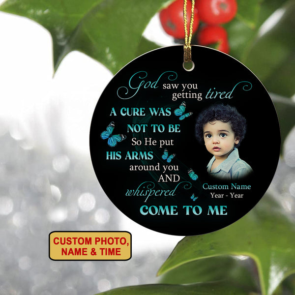 Personalized Memorial Ornament with Picture, Christmas Remembrance Sympathy Gift Loss of Loved One NOM312