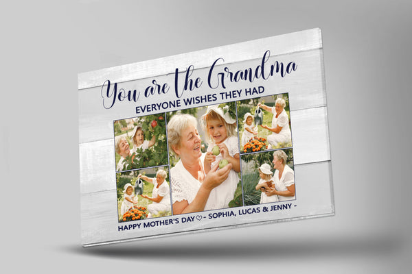 Grandma Personalized Canvas Photo Collage, Mothers's Day Gift for Grandmother, Best Grandma Ever| N2490