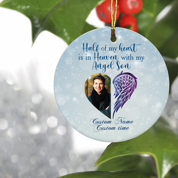 Son memorial personalized ornament Christmas Son in Heaven remembrance sympathy gift loss of Son NOM249