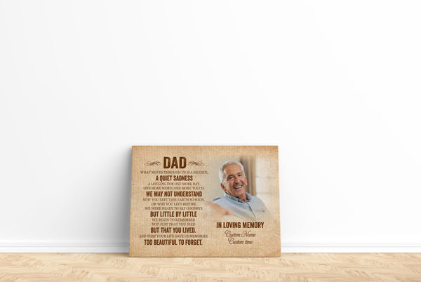 Dad Memorial Personalized Canvas, Dad Remembrance Father's Day in Heaven Sympathy Gift Loss of Father| N2592