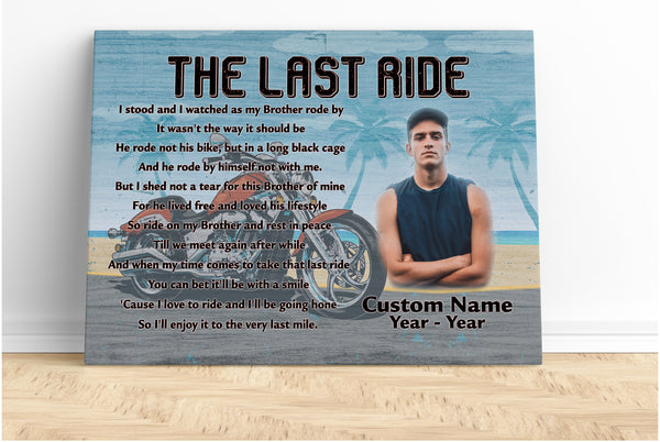 Biker Memorial Canvas, Personalized Sympathy Gift for Loss of a Biker Motorcycle Bereavement N2646