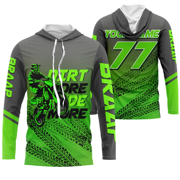 Kid adult custom motocross jersey green UPF30+ dirt bike MX racing Dirt More Ride More off-road NMS976