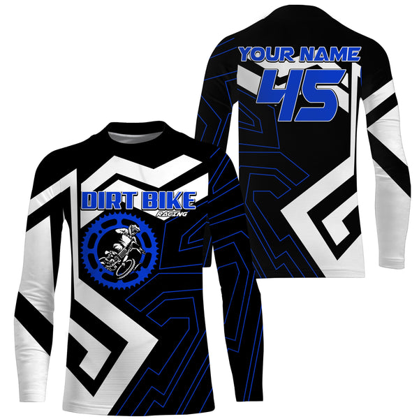 Custom dirt bike jersey blue UPF30+ kids adults motocross racing long sleeves motorcycle off-road NMS1036