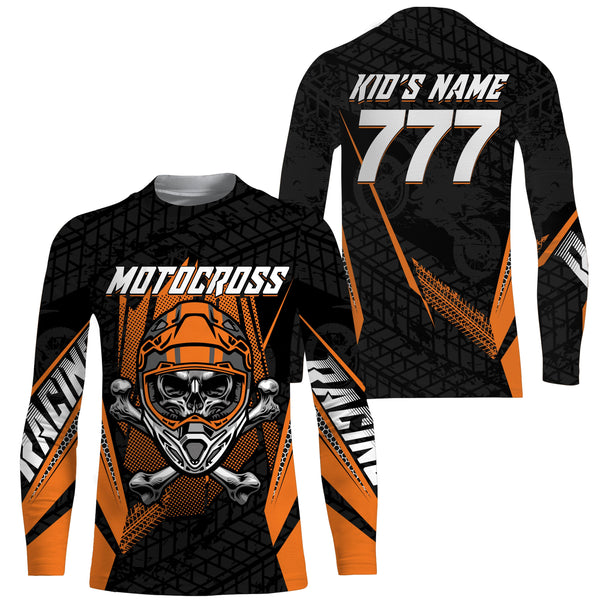 Motocross kid men women orange jersey personalized UPF30+ dirt bike for youth off-road motorcycle PDT52