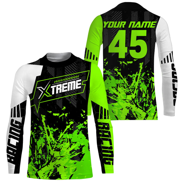Extreme Motocross jersey personalized UPF30+ racing shirt green dirt bike off-road biker motorcycle NMS997
