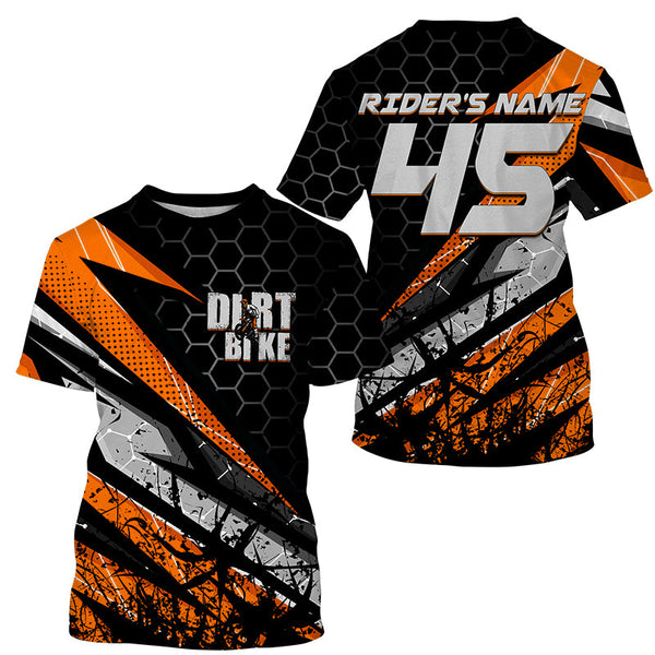 Personalized Motocross jersey kid men women UPF30+ off-road dirt bike orange MX racing shirt PDT265