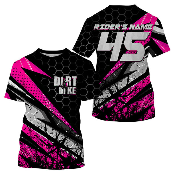 Customizable Motocross jersey kid men women UPF30+ off-road dirt bike extreme pink MX racing shirt PDT263
