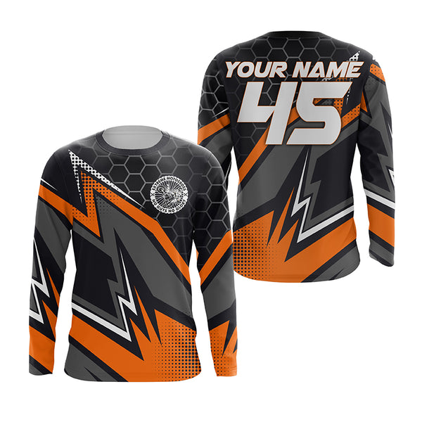 Extreme Motocross Personalized Jersey UPF30+ No Guts No Glory Orange Dirt Bike MX Racing Shirt NMS1173