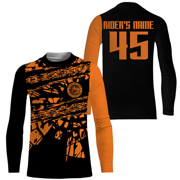 Orange Motocross Jersey Custom Number UPF30+ No Guts No Glory MX Racing Dirt Bike Jersey NMS1203