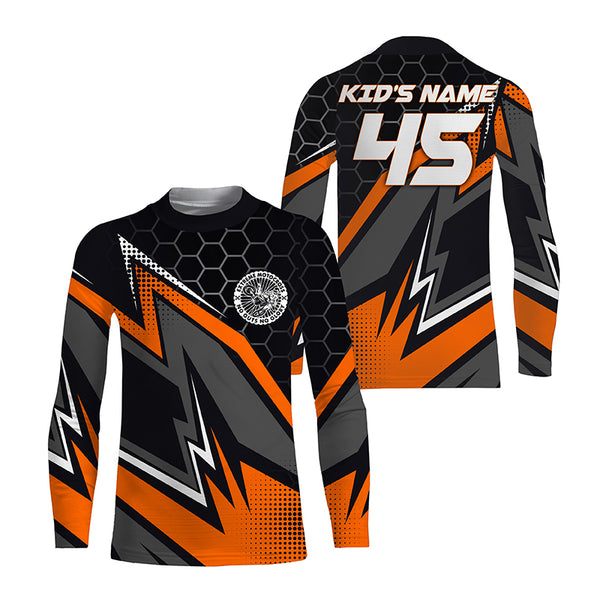 Extreme Motocross Personalized Jersey UPF30+ No Guts No Glory Orange Dirt Bike MX Racing Shirt NMS1173