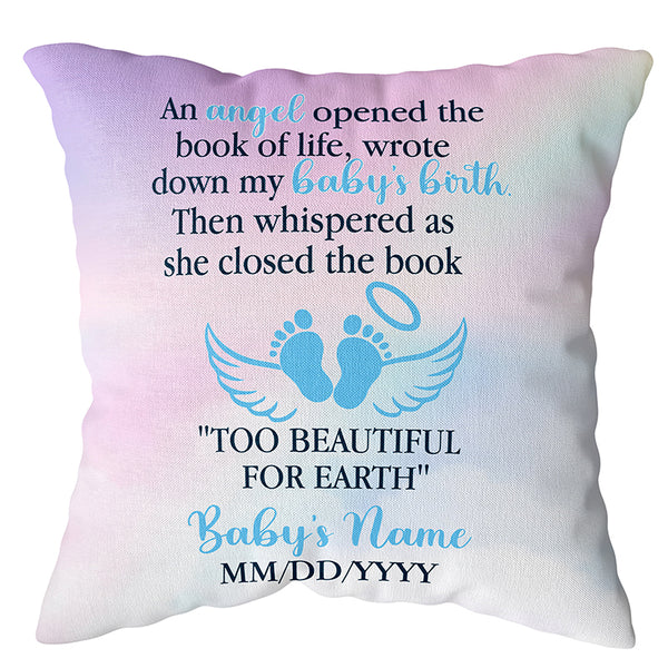 Baby Memorial Pillow, Sympathy Gift for Loss of Child in Heaven, Angel Baby 1-sided Print Pillow NPL180
