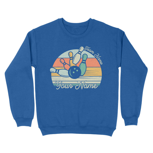 Custom Bowling Retro Shirt, Personalized Bowling Name Crew Neck Sweatshirt