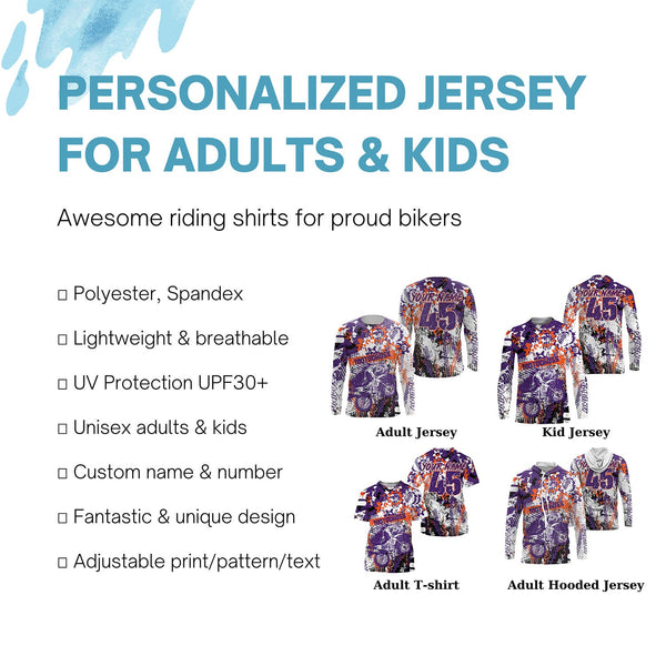 Custom purple MX riding jersey youth kid adult Motocross racing dirt bike off-road motorcycle PDT14