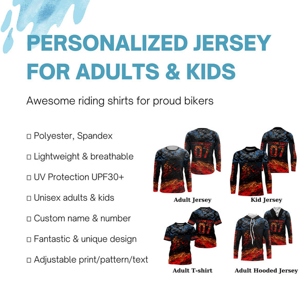 Kid men women orange Motocross jersey UPF30+ personalized MX shirt off-road racing motorcycle PDT07