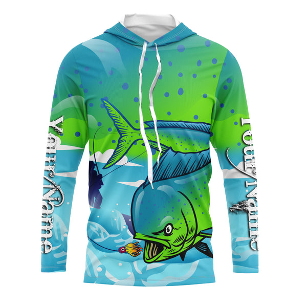 Mahi mahi ( Dorado) Fishing Customize Name UV protection quick dry UPF 30+ fishing shirts TMTS047
