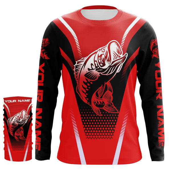 Bass Fishing Red Custom UV Protection All Over Printed Shirts Personalized Fishing apparel Fishing gifts for Men Women and Kid TMTS028