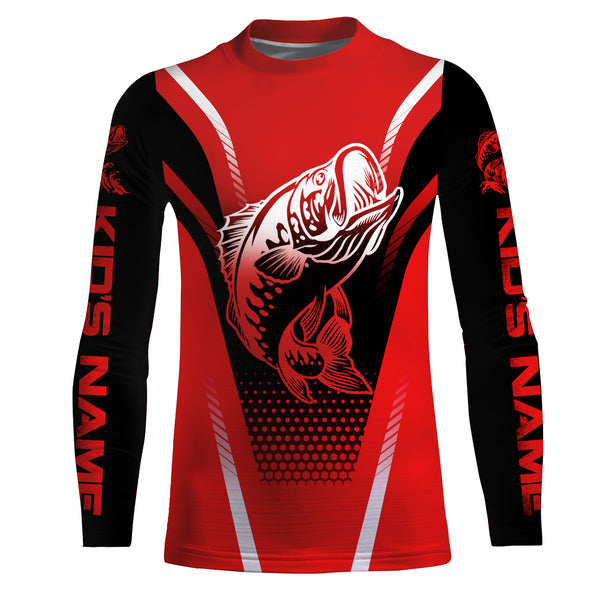 Bass Fishing Red Custom UV Protection All Over Printed Shirts Personalized Fishing apparel Fishing gifts for Men Women and Kid TMTS028