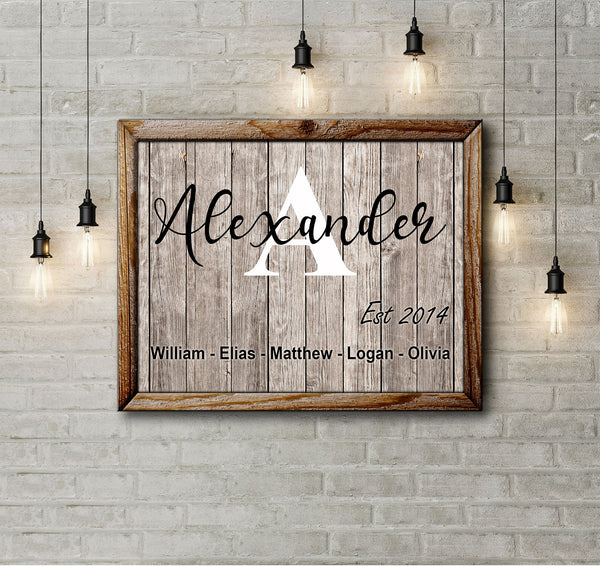 Family signs with names - personalized last name signs canvas