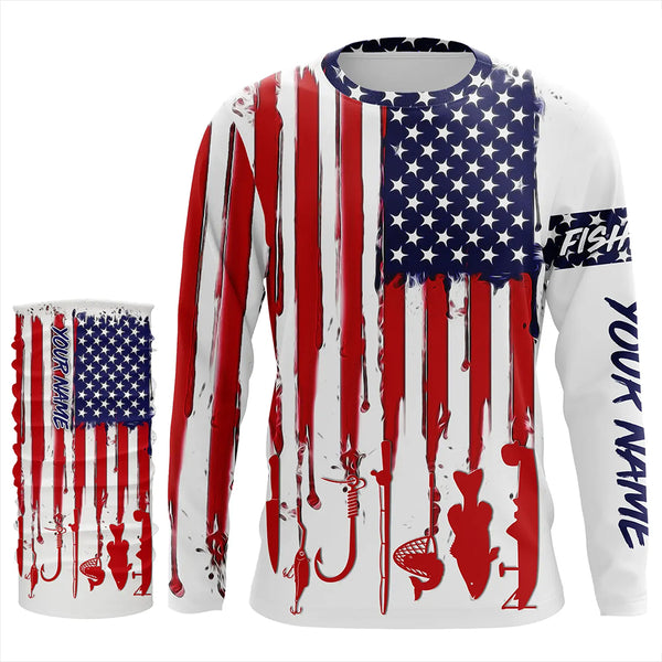 American flag UV protection fishing shirt gift for fisherman A11