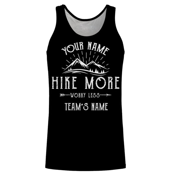 Camping mountain graphic athletic shirts funny hike more worry less personalized long sleeve custom name and team name