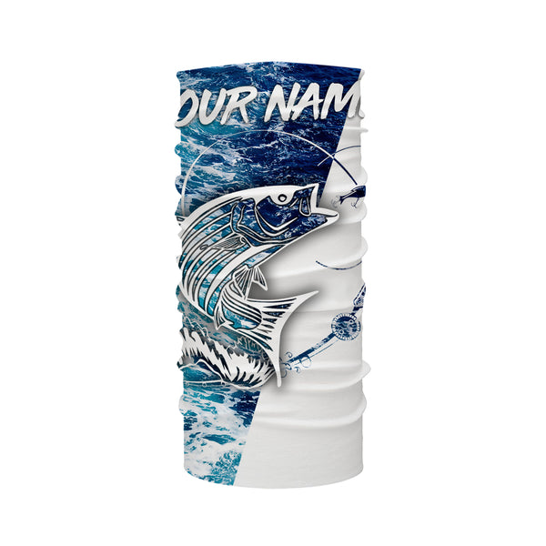 Striped Bass Fishing Custom Long Sleeve Fishing Shirts, personalized Sea wave camo Fishing Shirts - IPHW1684