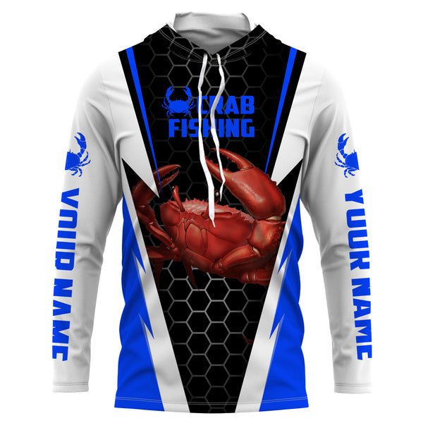 Crab Fishing Custom Long Sleeve performance Fishing Shirts, Crab Fishing jerseys | blue IPHW2807