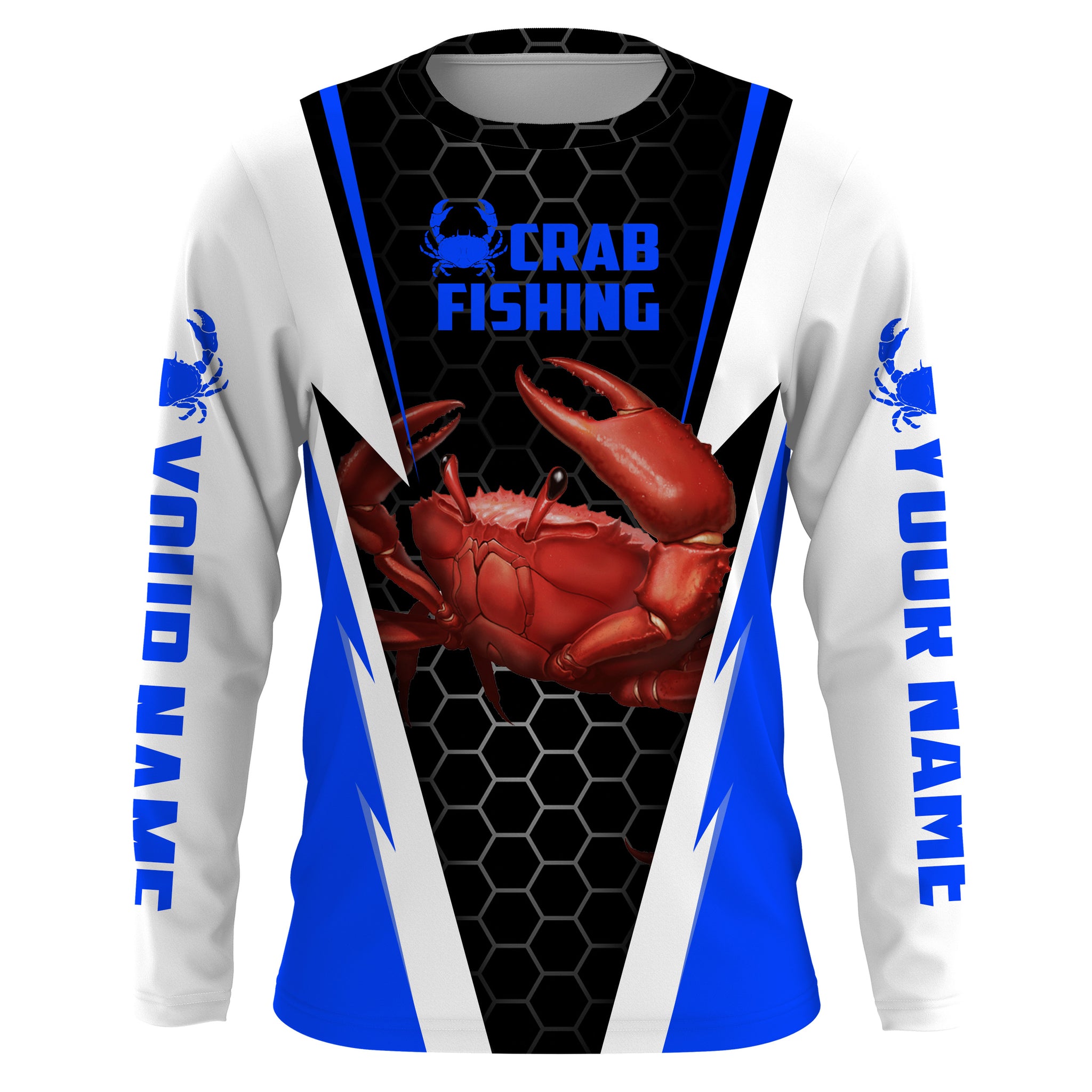 Crab Fishing Custom Long Sleeve performance Fishing Shirts, Crab Fishing jerseys | blue IPHW2807