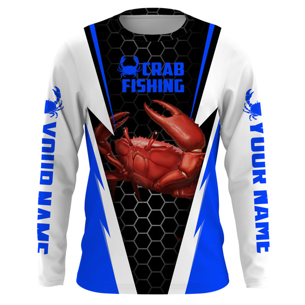 Crab Fishing Custom Long Sleeve performance Fishing Shirts, Crab Fishing jerseys | blue IPHW2807
