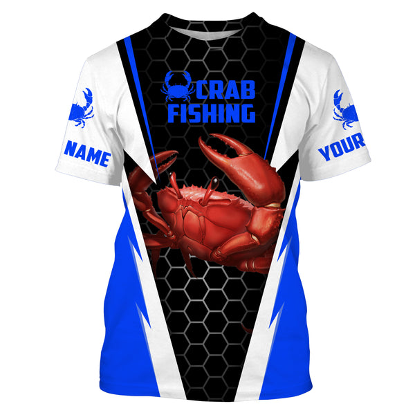 Crab Fishing Custom Long Sleeve performance Fishing Shirts, Crab Fishing jerseys | blue IPHW2807