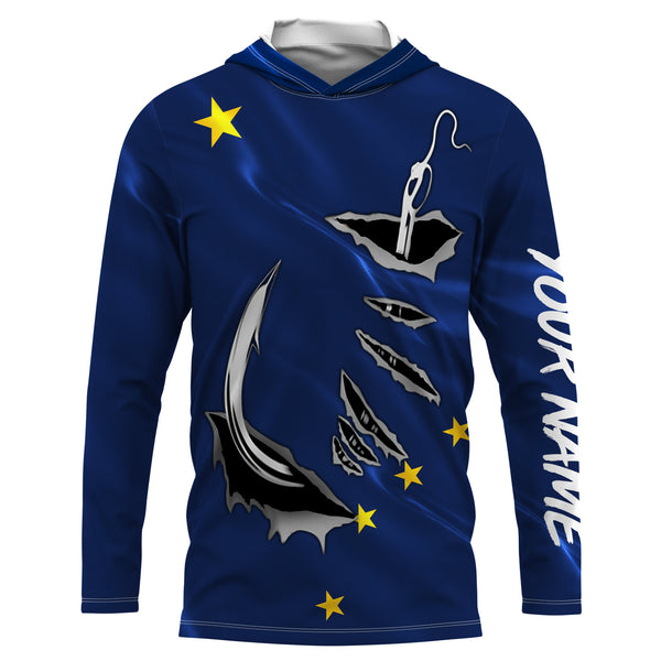 Alaska Flag Fishing 3D Fish Hook Personalized UV long sleeves performance fishing shirts  IPHW485