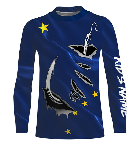 Alaska Flag Fishing 3D Fish Hook Personalized UV long sleeves performance fishing shirts  IPHW485