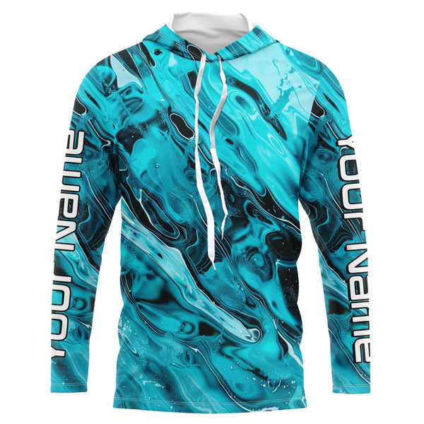 Blue Water Ripple Camo Custom Long Sleeve Performance Fishing Shirts, Uv Protection Fishing Jerseys IPHW5969