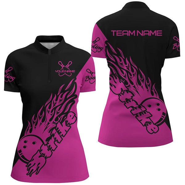 Custom Bowling Shirts For Women, Bowling Team Shirts Bowling Strike | Pink IPHW5172