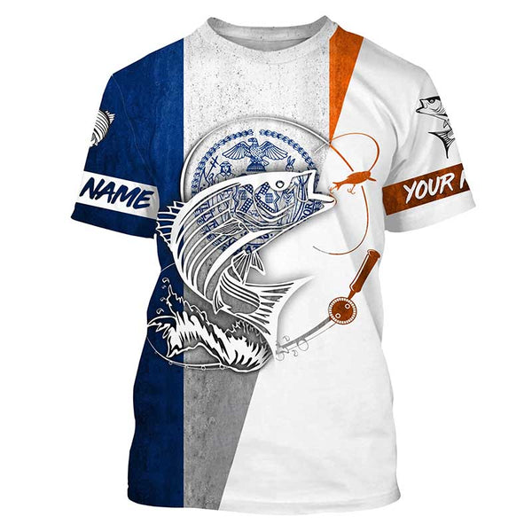 New York Striped Bass Fishing tattoo Custom Long sleeve Fishing Shirts, NY Striper Fishing gifts IPHW3546