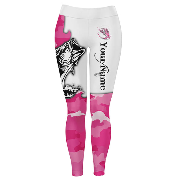 Custom Bass Fishing Long Sleeve Unisex Fishing Shirts, Leggings For Fishing Girls | Pink Camo IPHW4435