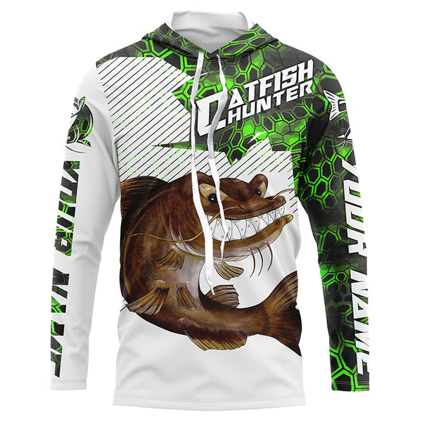 Angry Catfish Custom Long Sleeve Fishing Shirts, Catfish Hunter Fishing Jerseys | Blue Camo IPHW4174